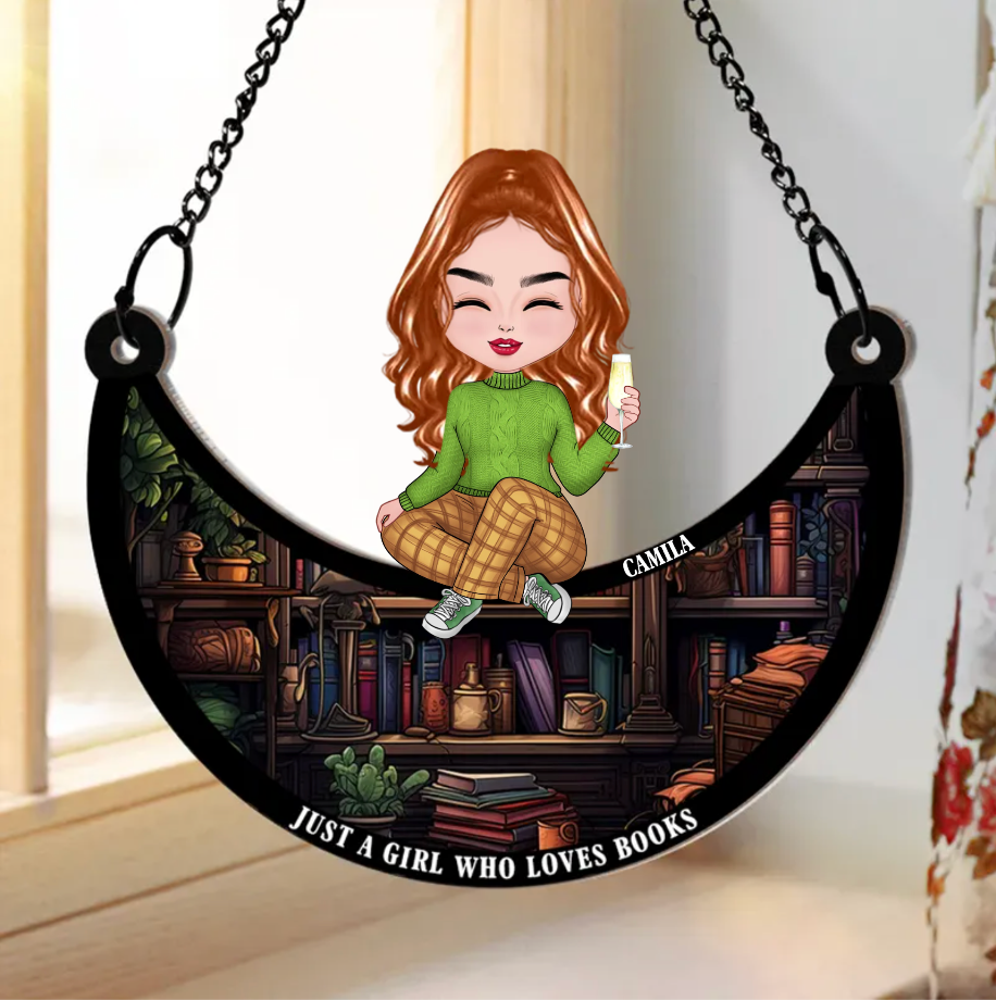 Just A Girl Who Loves Books - Personalized Window Hanging Suncatcher Ornament