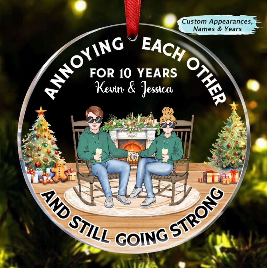 Christmas Family Couple Annoying Each Other For Years - Gift For Couples - Personalized Custom Circle Acrylic Ornament