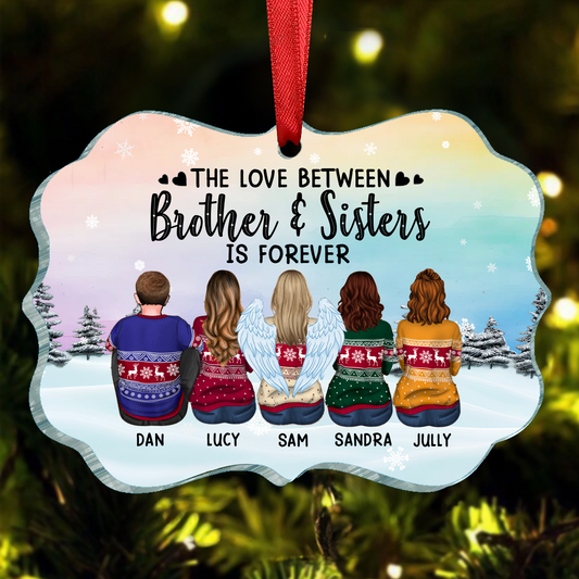 Beautiful Sky BROTHERS & SISTERS Sitting Personalized Acrylic Ornament