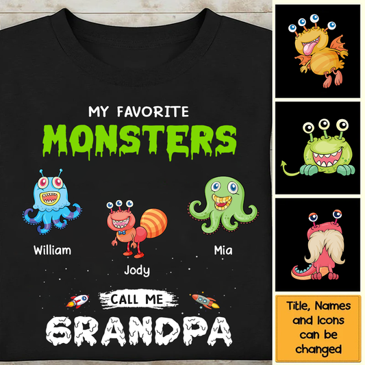 My Favorite Little Monsters Call Me Grandpa - Personalized Unisex T-shirt, Hoodie, Sweatshirt