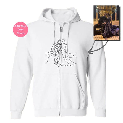 💝ARTIST HANDCRAFTED - PERSONALIZED PHOTO LINE DRAWING HOODIE ♥ CREWNECK - Makezbright Gifts