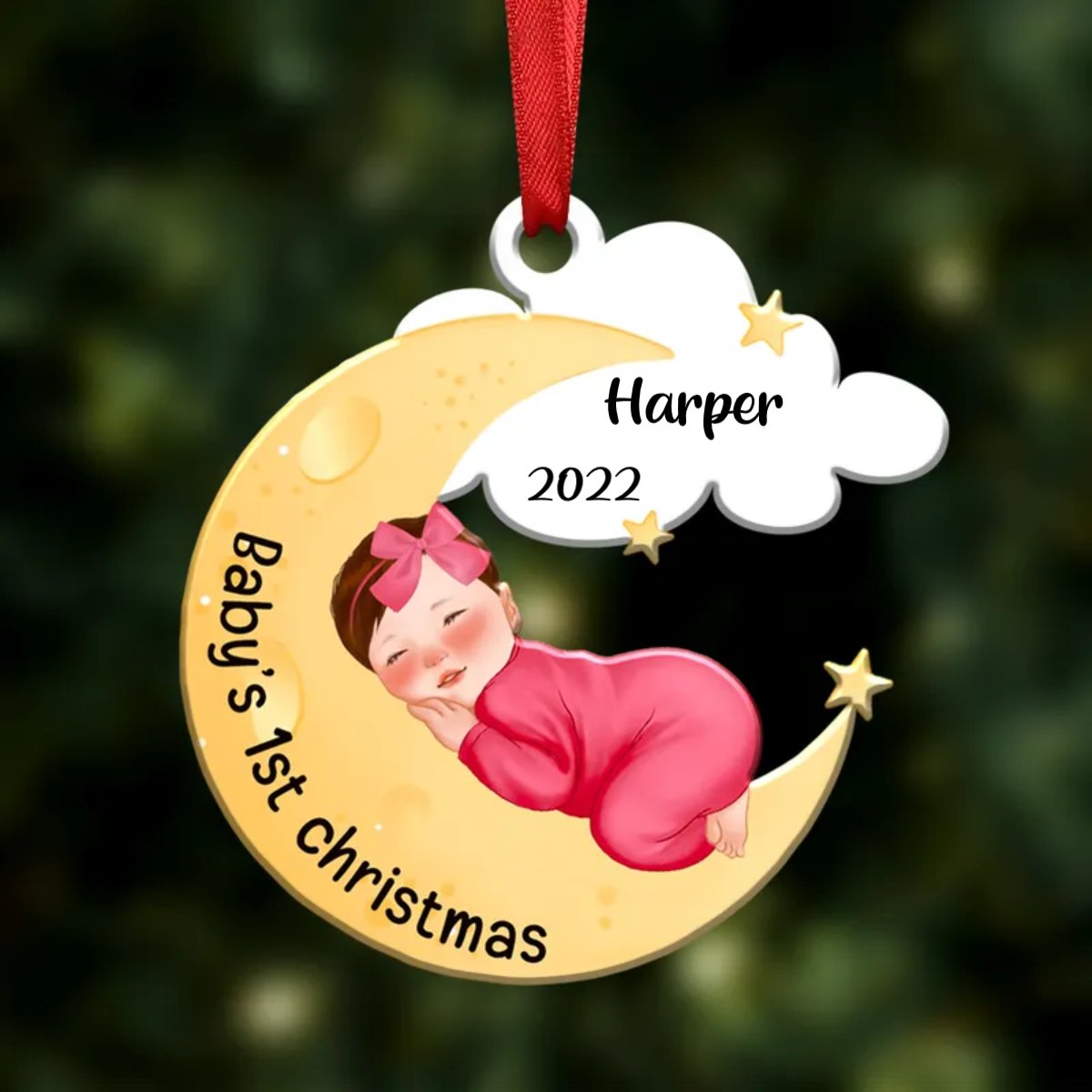 Baby - Newborn Baby Sleeps On Moon - Personalized Ornament - Gift For Family Members - Makezbright Gifts