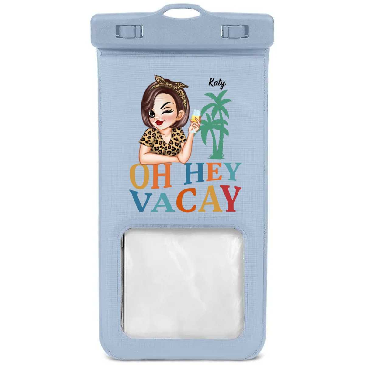 Beach Lovers - Oh Hey Vacay Turban Woman Summer Beach - Personalized Waterproof Phone Pouch - Makezbright Gifts