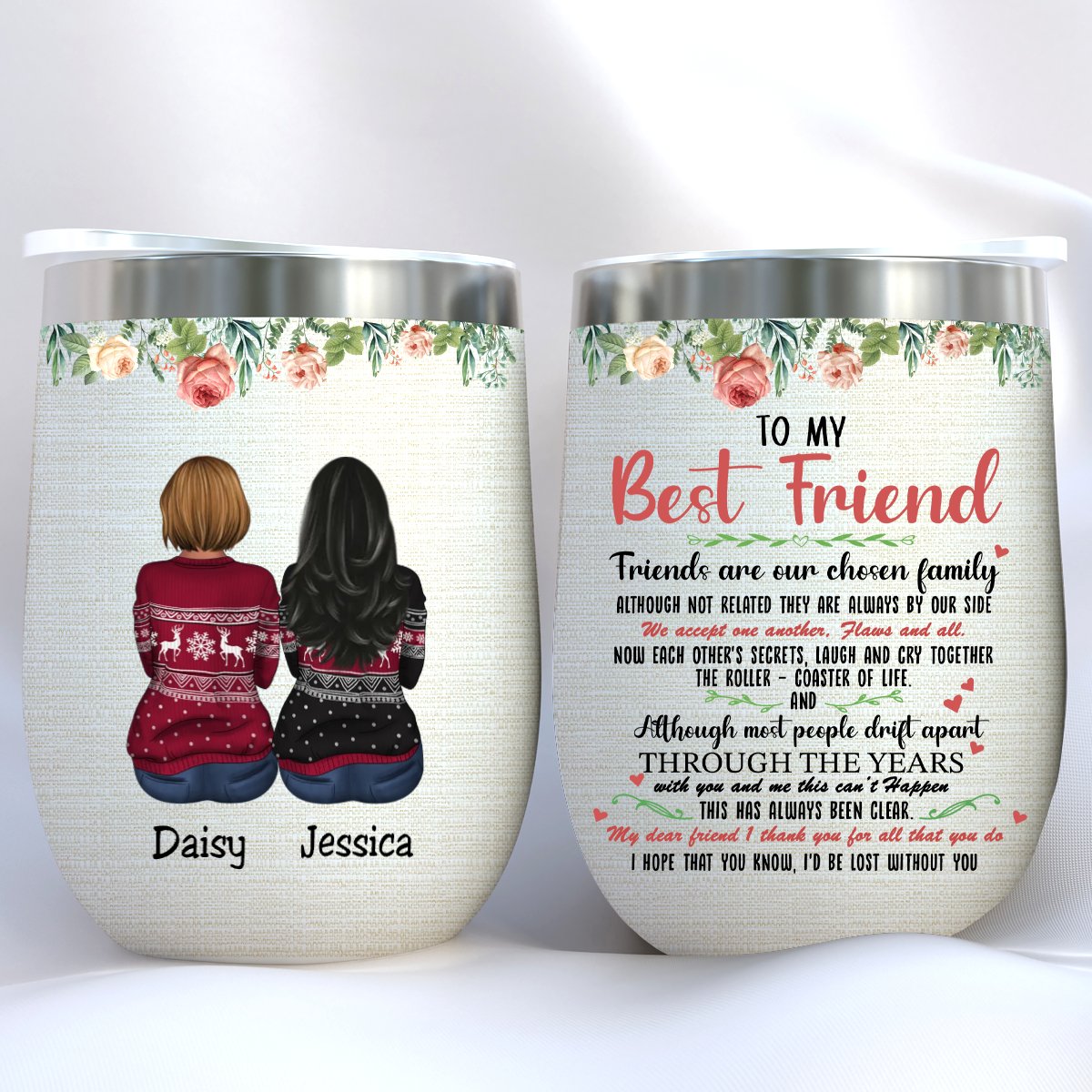 Best Friend - To My Best Friend Thank You For All - Personalized Wine Tumbler (LH) - Makezbright Gifts