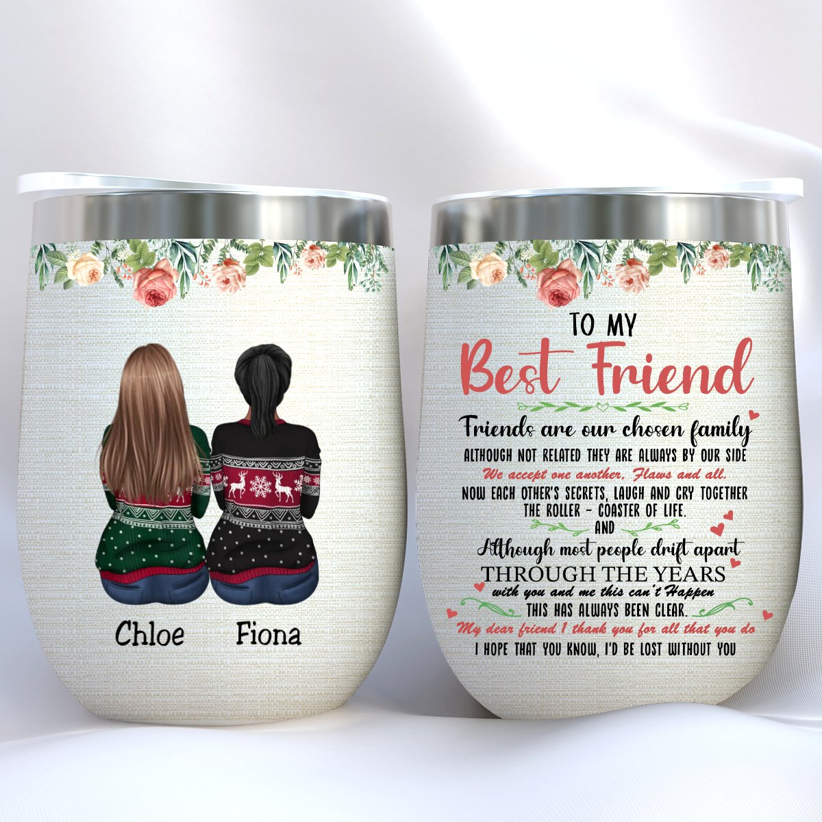 Best Friend - To My Best Friend Thank You For All - Personalized Wine Tumbler (LH) - Makezbright Gifts