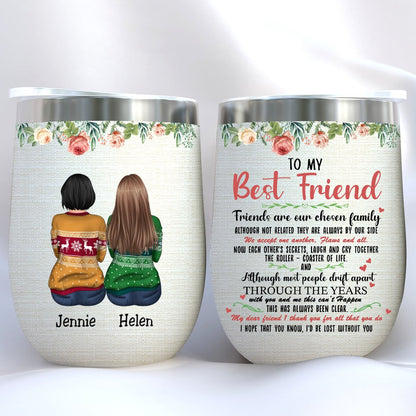 Best Friend - To My Best Friend Thank You For All - Personalized Wine Tumbler (LH) - Makezbright Gifts