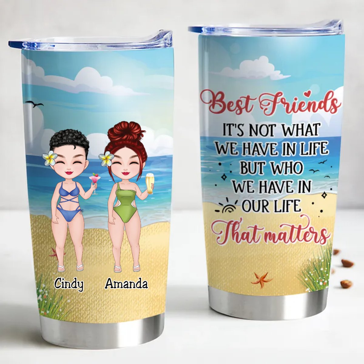 Best Friends Stainless Steel Insulated Tumbler - Stay Hot or Cold for Hours - Makezbright Gifts