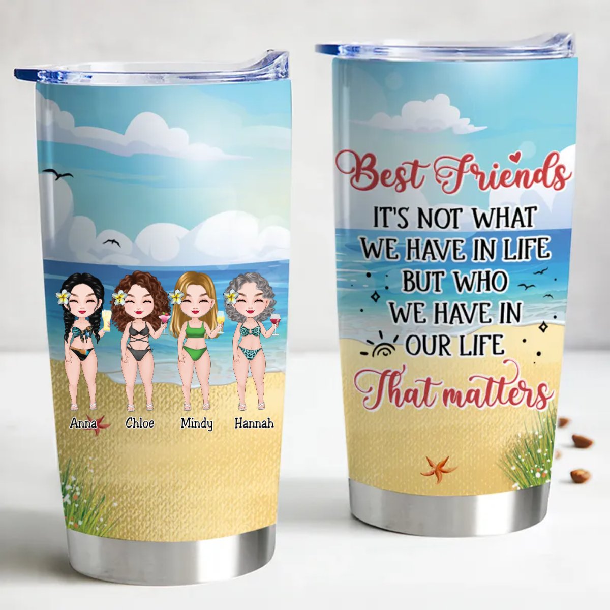 Best Friends Stainless Steel Insulated Tumbler - Stay Hot or Cold for Hours - Makezbright Gifts