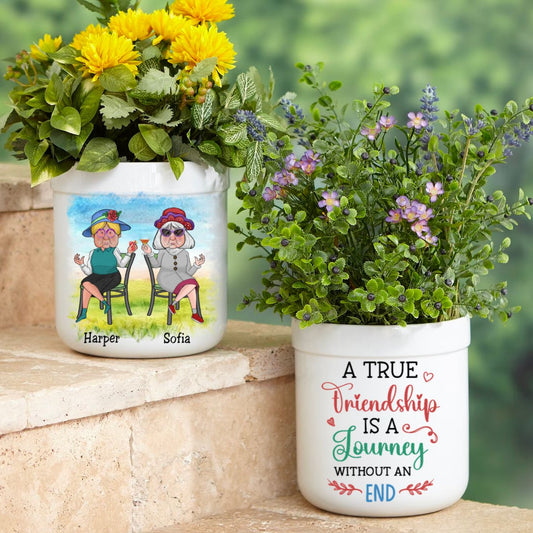 Best Friends - True Friendship Is A Journey - Personalized Flowerpot - Makezbright Gifts