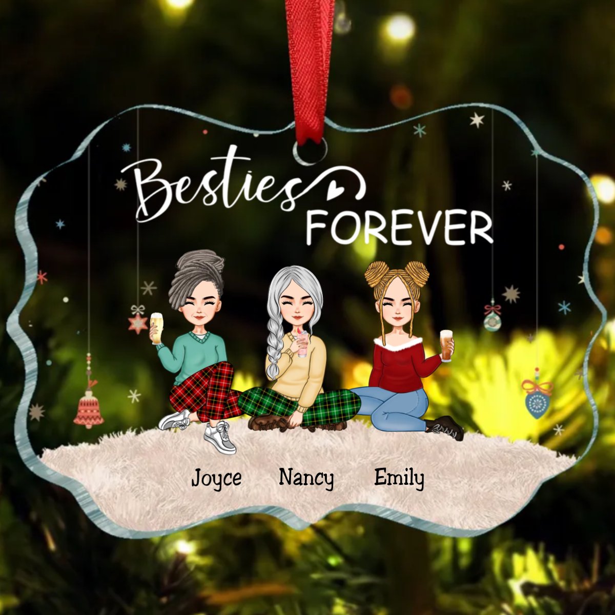 Bestie - Besties Forever – Personalized Acrylic Ornament - Makezbright Gifts