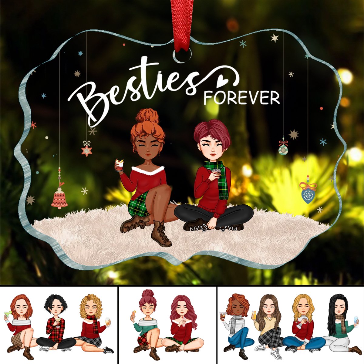 Bestie - Besties Forever – Personalized Acrylic Ornament - Makezbright Gifts