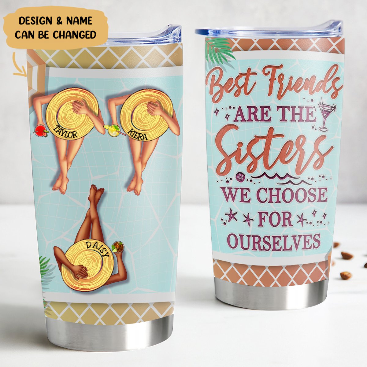 Besties 20oz Personalized Tumbler - Stay Refreshed On - The - Go - Makezbright Gifts