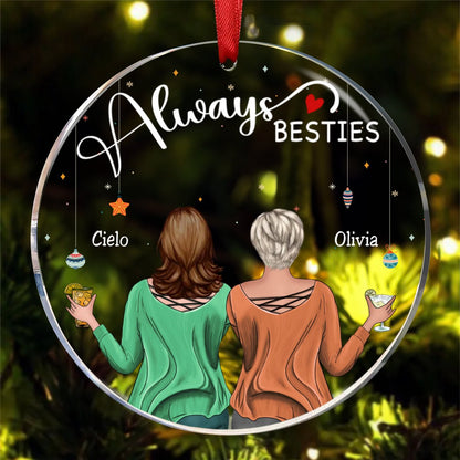 Besties - Always Besties - Personalized Acrylic Circle Ornament - Makezbright Gifts