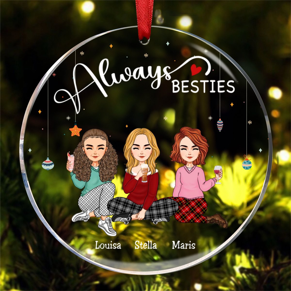 Besties - Always Besties - Personalized Acrylic Ornament - Makezbright Gifts