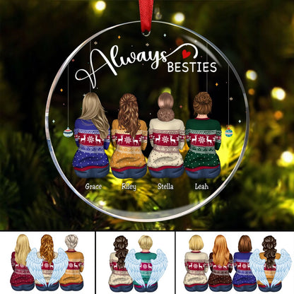 Besties - Always Besties - Personalized Circle Ornament - Makezbright Gifts