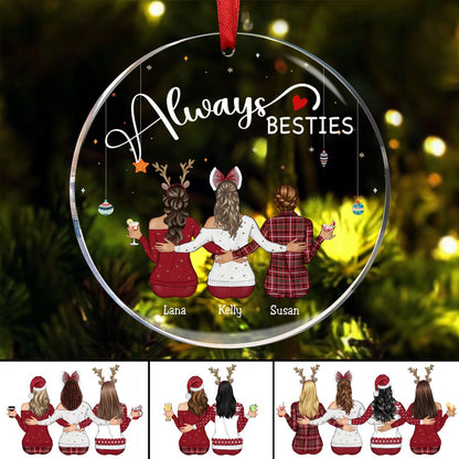 Besties - Always Besties - Personalized Circle Ornament - Makezbright Gifts