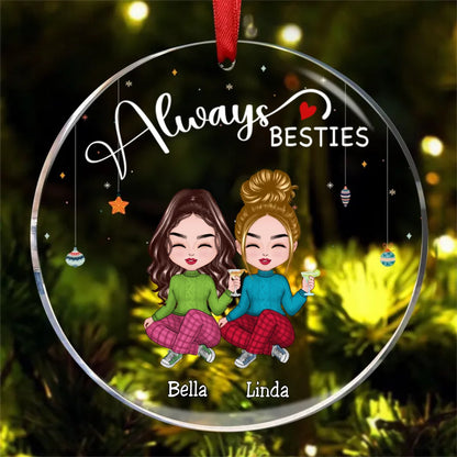 Besties - Always Besties - Personalized Circle Ornament - Makezbright Gifts