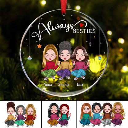 Besties - Always Besties - Personalized Circle Ornament - Makezbright Gifts