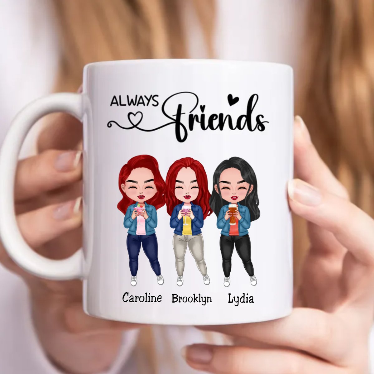 Besties - Always Friends - Personalized Mug (Ver. 3) - Makezbright Gifts