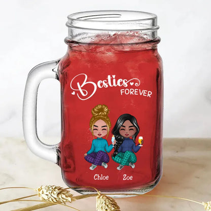 Besties - Besties Forever - Personalize Drinking Jar (White) - Makezbright Gifts