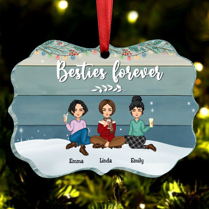 Besties - Besties Forever - Personalized Acrylic Ornament - Makezbright Gifts