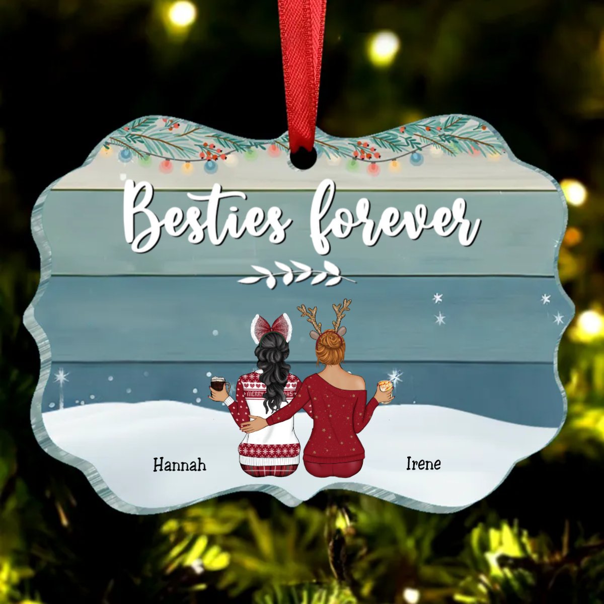 Besties - Besties Forever - Personalized Acrylic Ornament - Makezbright Gifts