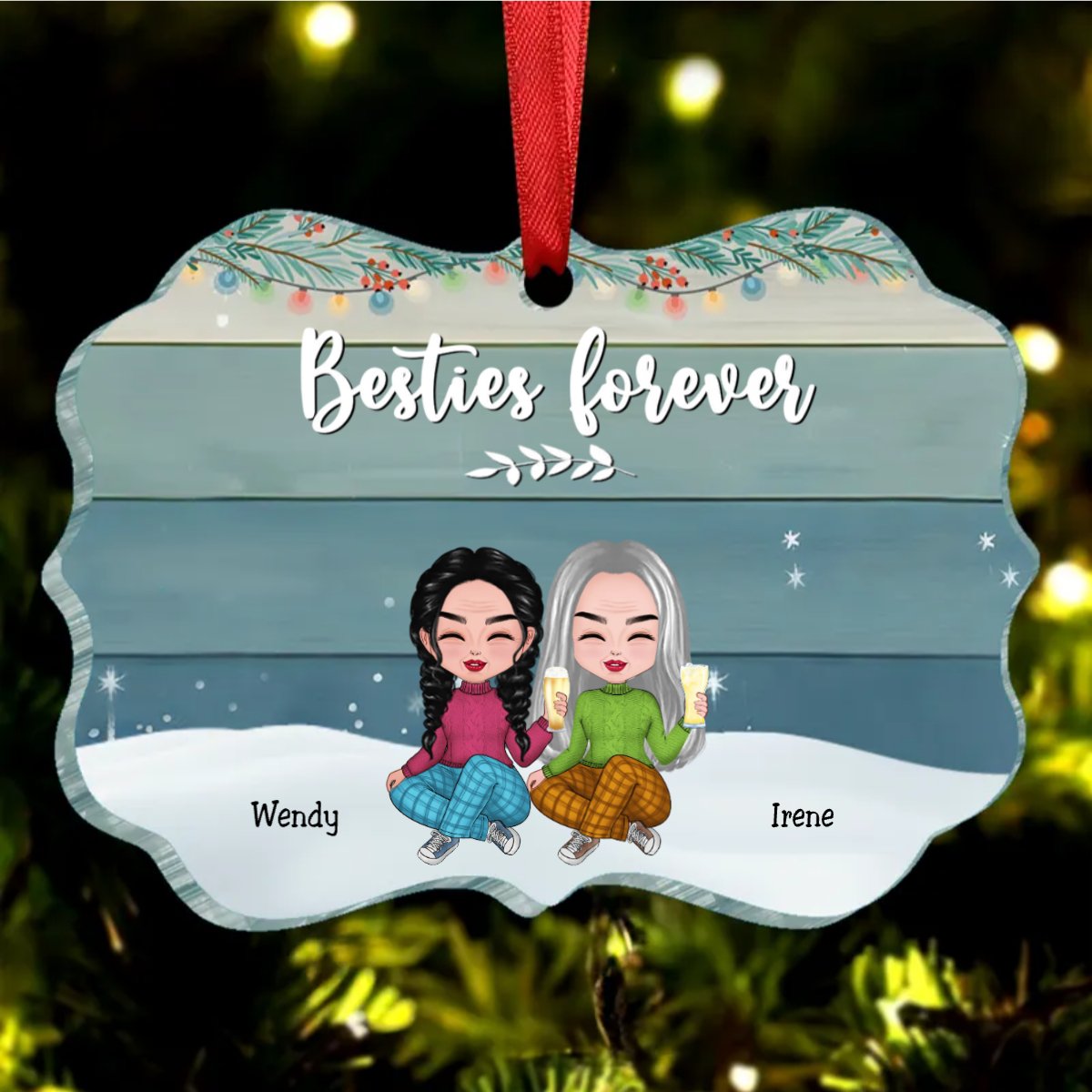 Besties - Besties Forever - Personalized Acrylic Ornament (AA) - Makezbright Gifts