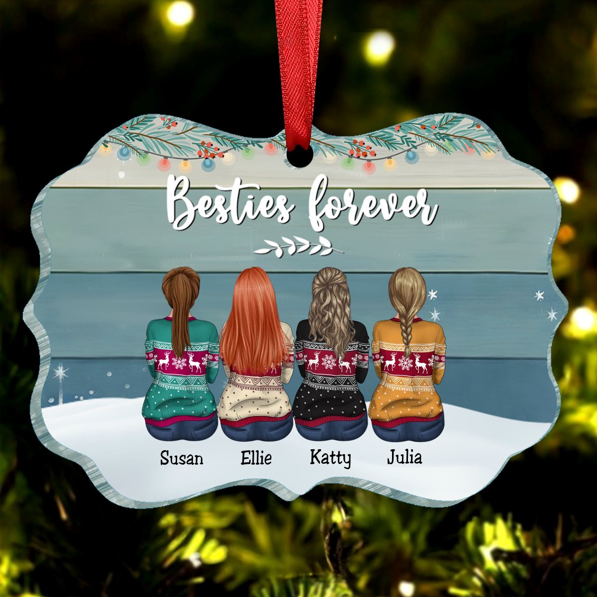 Besties - Besties Forever - Personalized Acrylic Ornament (SA) - Makezbright Gifts