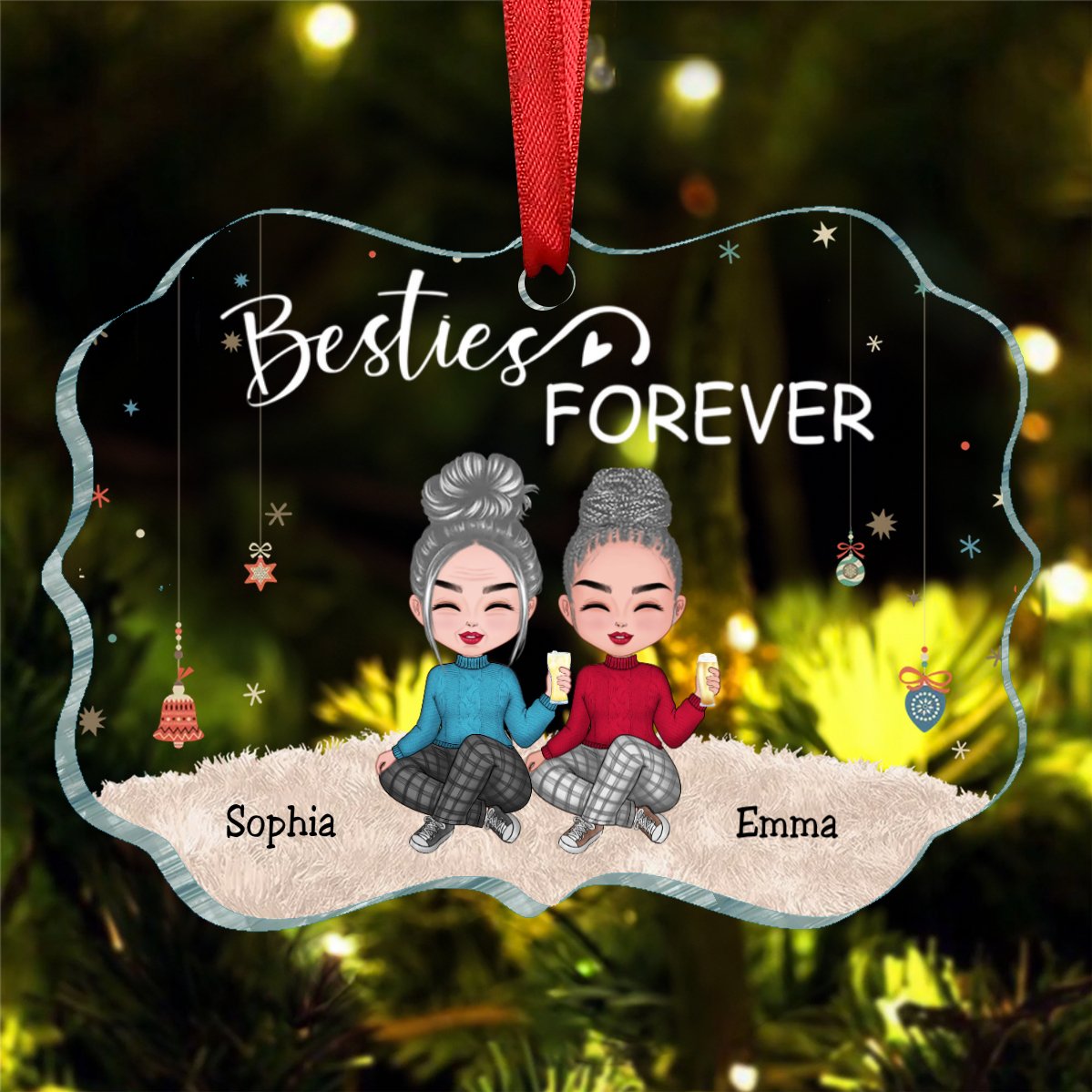 Besties - Besties Forever – Personalized Acrylic Ornament (TT) - Makezbright Gifts