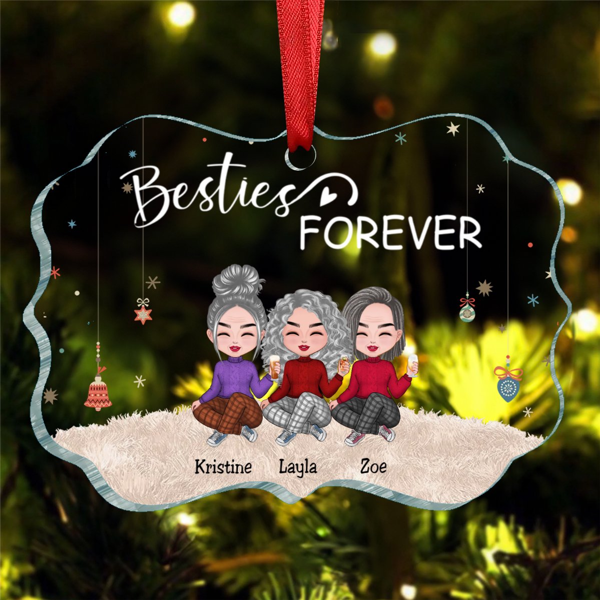 Besties - Besties Forever – Personalized Acrylic Ornament (TT) - Makezbright Gifts