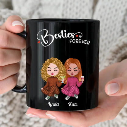 Besties - Besties Forever - Personalized Black Mug - Makezbright Gifts