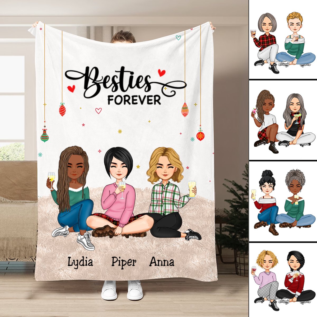 Besties - Besties Forever - Personalized Blanket - Makezbright Gifts