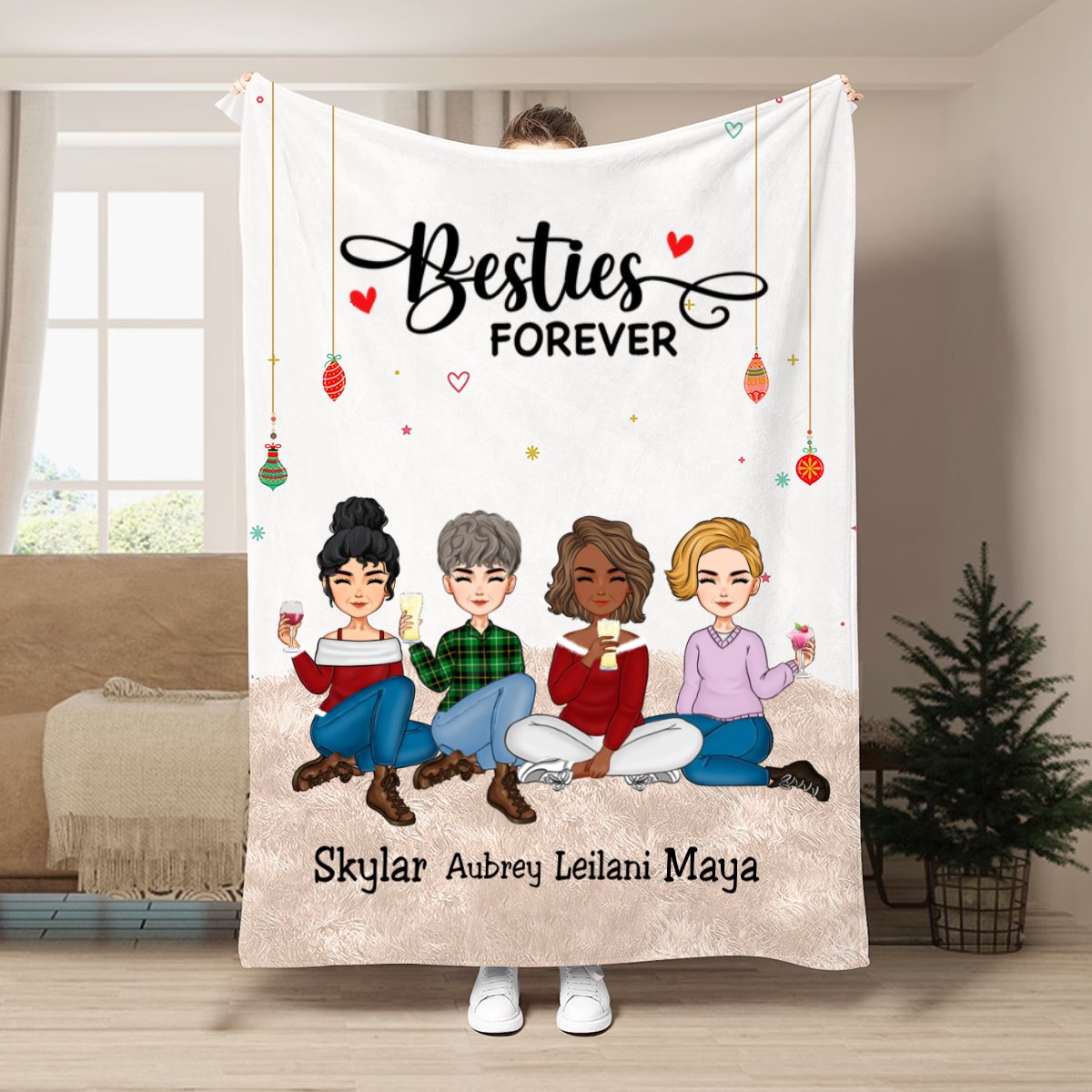 Besties - Besties Forever - Personalized Blanket - Makezbright Gifts