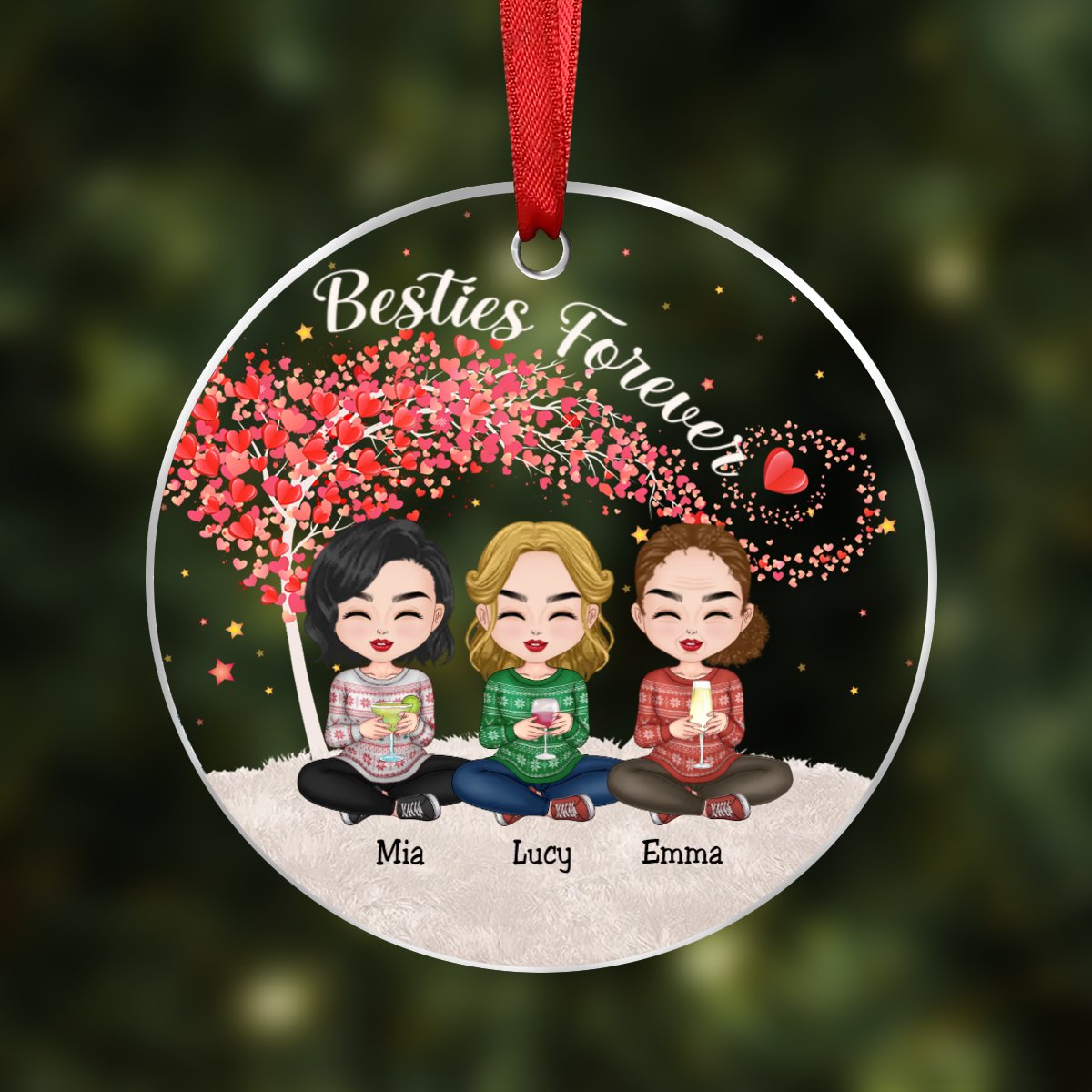 Besties - Besties Forever - Personalized Christmas Transparent Ornament (Ver 5) - Makezbright Gifts