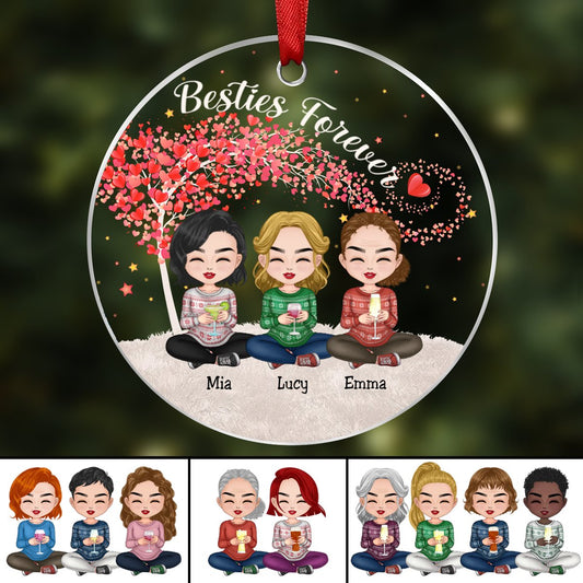 Besties - Besties Forever - Personalized Christmas Transparent Ornament (Ver 5) - Makezbright Gifts