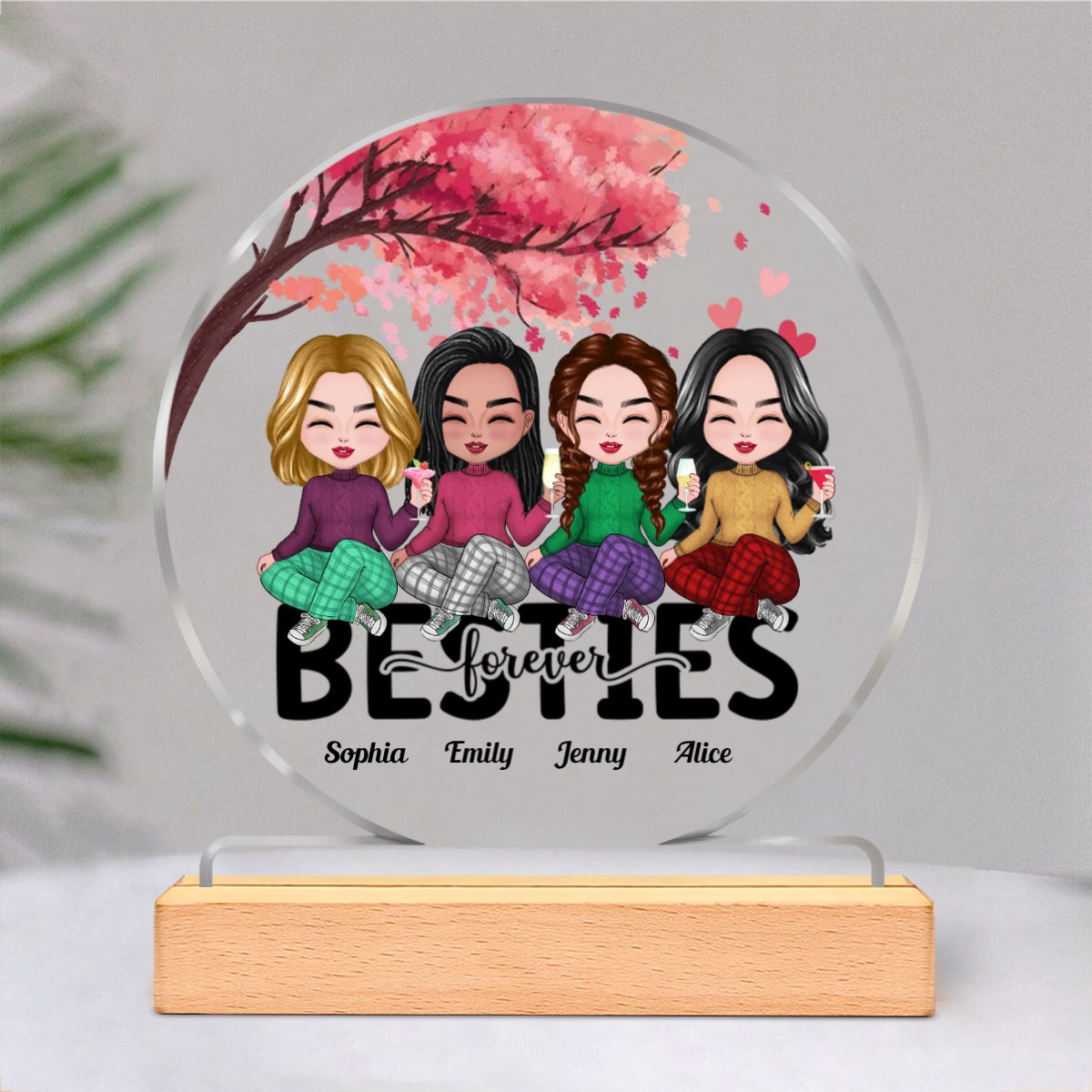 Besties - Besties Forever - Personalized Circle Acrylic Plaque - Makezbright Gifts