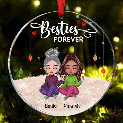 Besties - Besties Forever - Personalized Circle Ornament (AA) - Makezbright Gifts