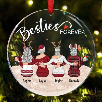 Besties - Besties Forever - Personalized Circle Ornament (BU) - Makezbright Gifts