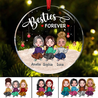 Besties - Besties Forever - Personalized Circle Ornament (NM) - Makezbright Gifts