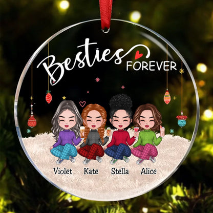 Besties - Besties Forever - Personalized Circle Ornament (TB) - Makezbright Gifts