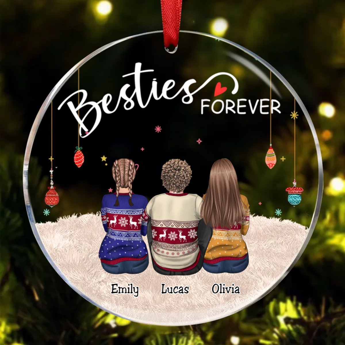 Besties - Besties Forever - Personalized Circle Ornament TC - Makezbright Gifts