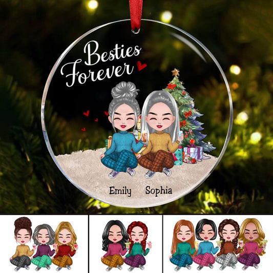 Besties - Besties Forever - Personalized Circle Ornament (TT) - Makezbright Gifts