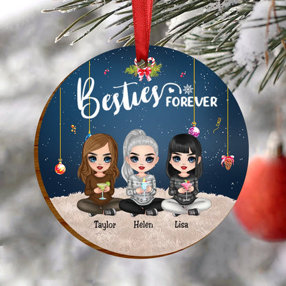 Besties - Besties Forever - Personalized Circle Ornament (Ver2) - Makezbright Gifts