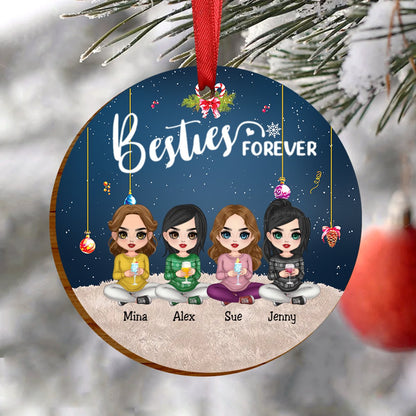 Besties - Besties Forever - Personalized Circle Ornament (Ver2) - Makezbright Gifts