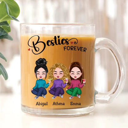 Besties - Besties Forever - Personalized Glass Mug - Makezbright Gifts