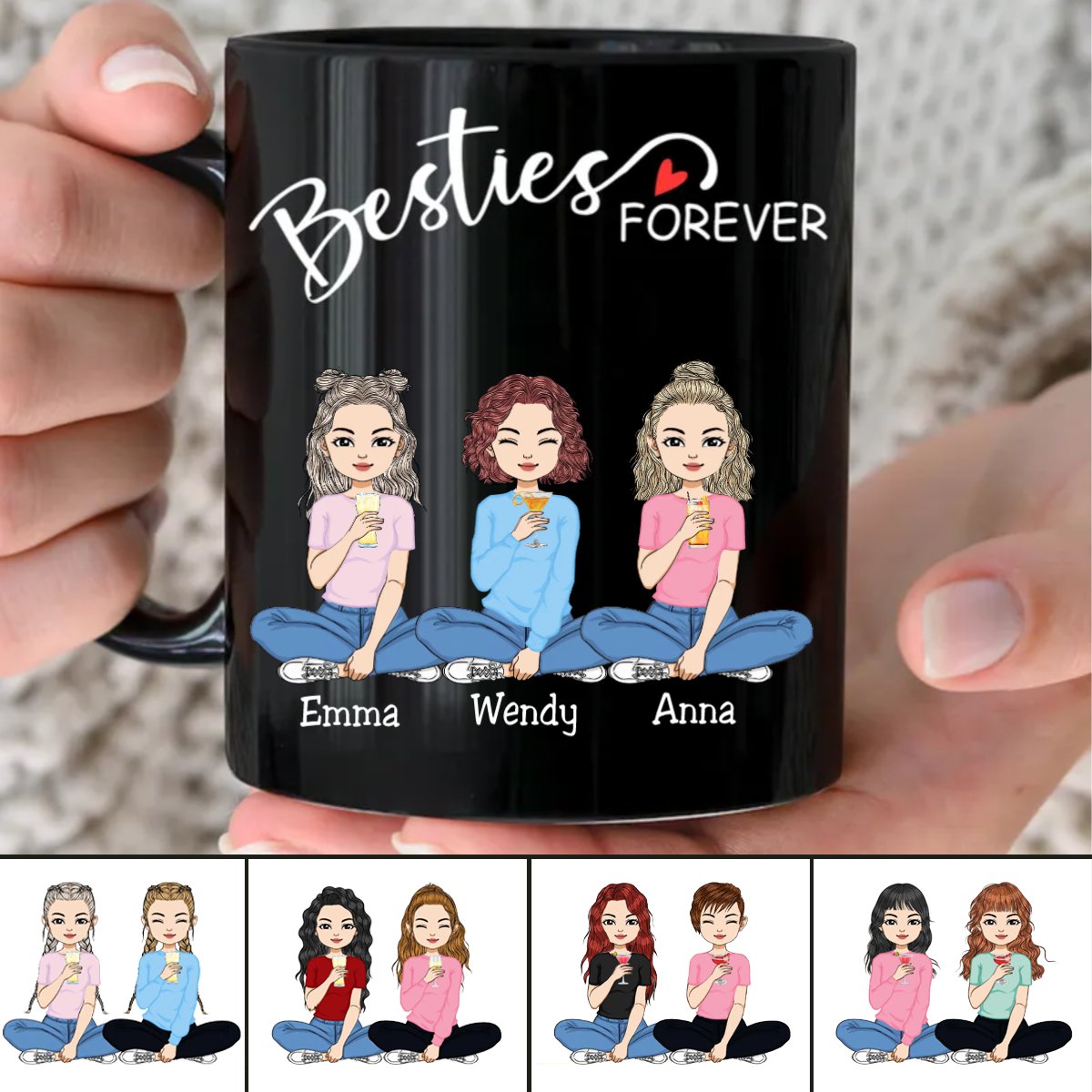 Besties - Besties Forever - Personalized Mug (TB) - Makezbright Gifts