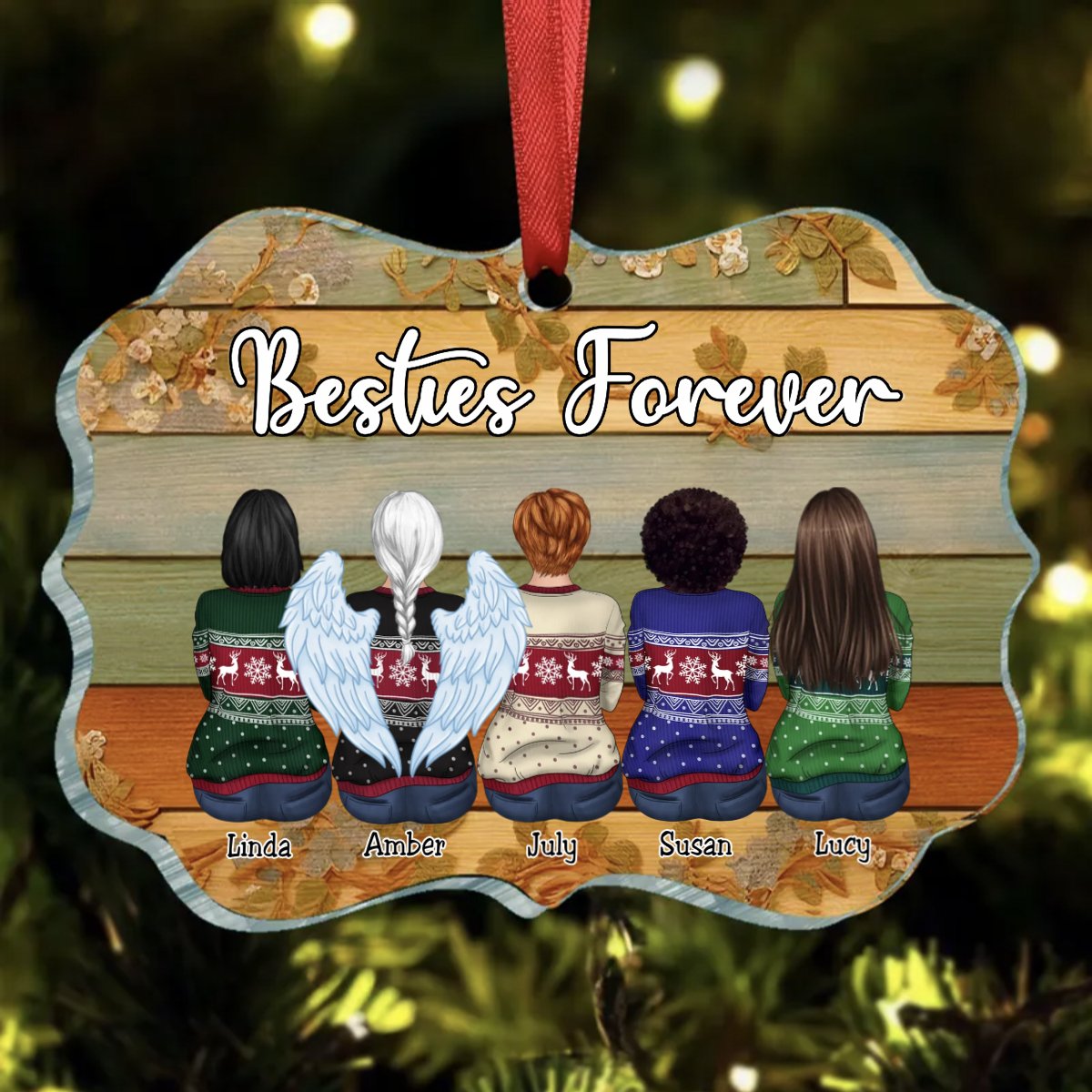 Besties - Besties Forever - Personalized Ornament - Makezbright Gifts