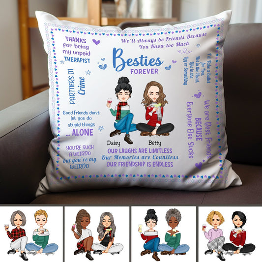 Besties - Besties Forever - Personalized Pillow - Makezbright Gifts