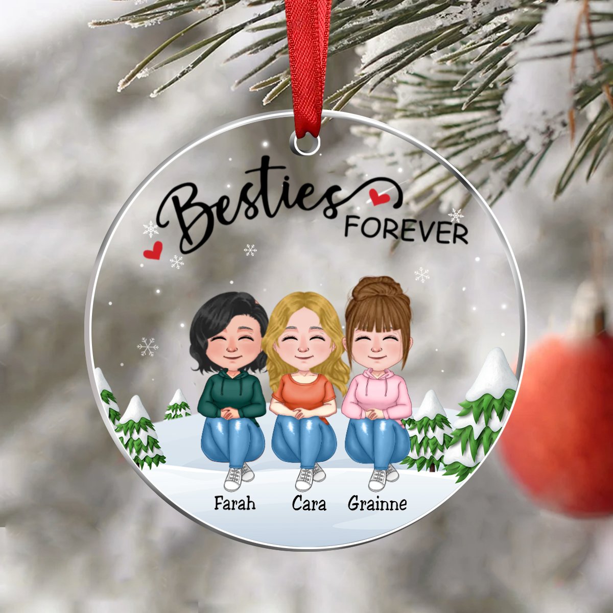 Besties - Besties Forever - Personalized Transparent Ornament (Ver 4) - Makezbright Gifts