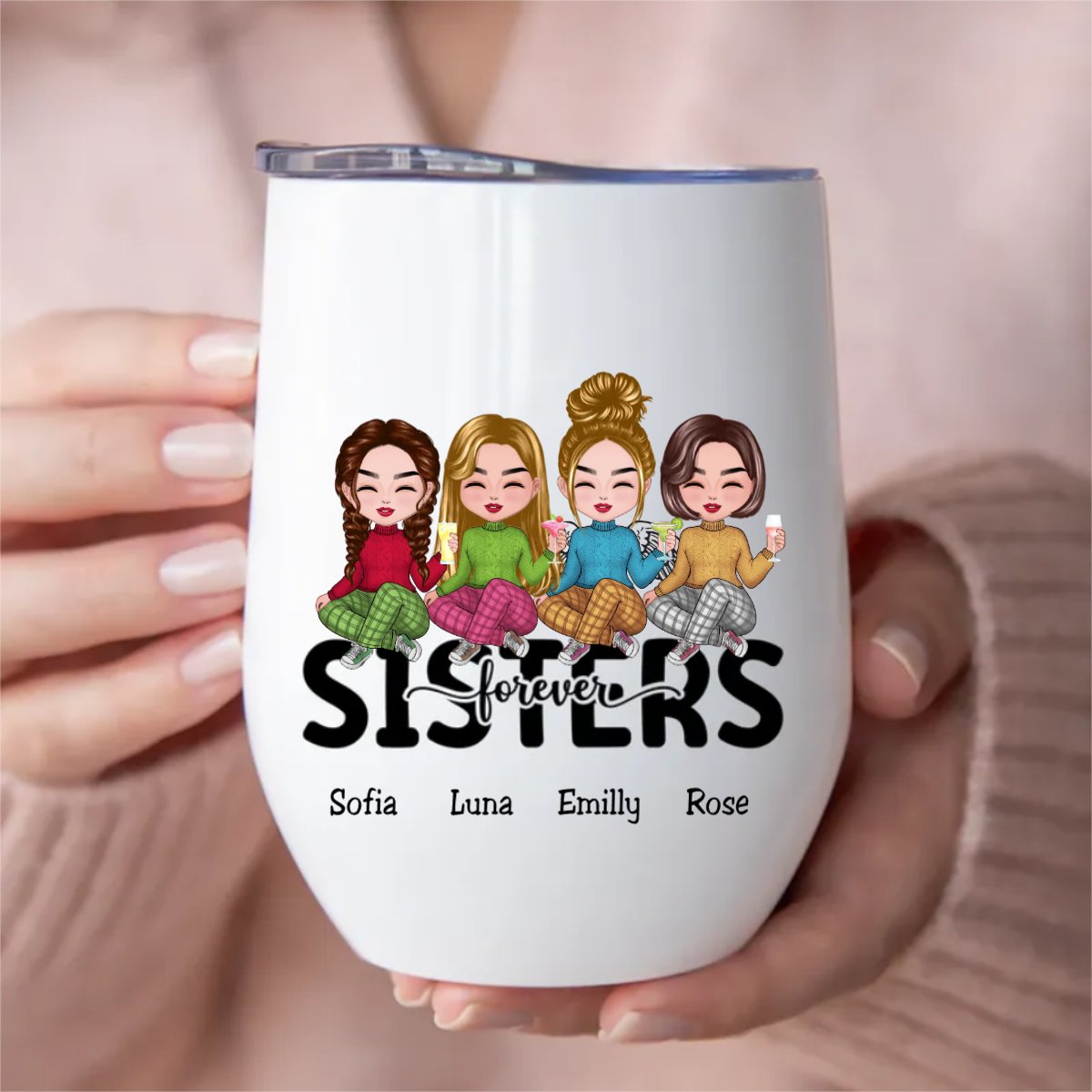 Besties - Besties Forever - Personalized Wine Tumbler - Makezbright Gifts